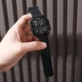Professional black waterproof digital sports watch for teenagers with silicone strap - Black
