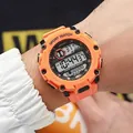 Vibrant orange children's digital sports watch with waterproof and night light features. - Orange