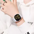 White waterproof LED digital sports watch for students with yellow display - Gray