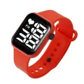 Moderne rote Silikon LED Digital Sportuhr für Kinder mit wasserdichtem Schülerdesign - Orangenes Band Weißes Licht