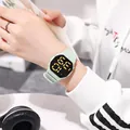Minimalist mint green LED digital sports watch with adjustable silicone strap for students - Matcha Green