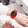 Stylish mini sports LED digital watch in vibrant red color with waterproof design for students - Red