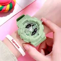 Sporty mint green quartz watch for men with digital and analog dual display - Matcha Green