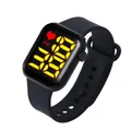 Schwarze LED-Digital-Sportuhr für Kinder mit komfortablem Silikonarmband für Outdoor - Schwarzes Band Gelbes Licht