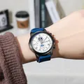 Reloj de cuarzo multifunción para hombre con correa de silicona azul - Azul marino