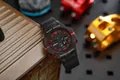 Multifunctional black and red waterproof digital sports watch with LED light - Black Red