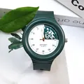 Stylish dark green sports watch featuring an analog display and cycling motif. - Dark Green