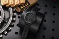Professional waterproof digital sports watch in matte black and army green finish - Black Green
