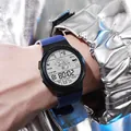Orologio sportivo digitale rotondo multifunzione con cinturino blu e astronauta - Blu