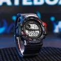 Rugged waterproof digital sports watch for men featuring LED display and rubber strap - Black
