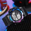 Multifunctional round digital sports watch with waterproof design for outdoor activities - Iridescent