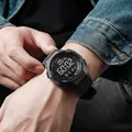 Men's outdoor digital sports watch with large dial and waterproof luminous display - Gray