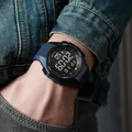Men's blue multi-function digital sports watch featuring a large waterproof dial display - Blue