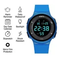 Blue multifunctional sports digital watch for students featuring waterproof and backlight - Dark Blue