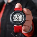 Multifunctional digital sports watch with red silicone strap for teenagers and students - Red