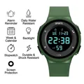 Multi-functional green digital sports watch with alarm and 5ATM water resistance - Army Green