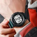 Multifunctional black digital sports watch with dark green strap for active teenagers - Dark Green