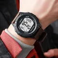 Classic multifunctional sport digital watch for teenagers with brown silicone strap - Brown
