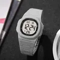 Close-up of SIKEZHUN grey digital sports watch with square luminous display for men. - Gray