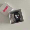 Tech-style black digital watch and silver dumbbell bracelet in minimalist box - Dark Blue