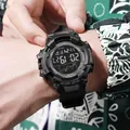 Orologio sportivo digitale a LED nero da uomo impermeabile con display luminoso - Nero