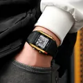 Waterproof digital sports watch with LED display and gold accents for teenagers - Black & Gold