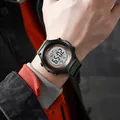 Montre de sport numérique pour hommes avec bracelet en silicone vert olive et écran LED - Montre Numérique Sportive / Vert clair