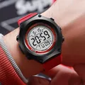 Montre numérique de sport pour ados avec bracelet en silicone rouge et lunette noire - Montre Numérique Sportive / Rouge