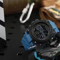 Modern blue digital sport watch for women with waterproof tech design and silicone strap - 953 Blue