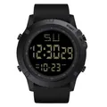 Black men's digital sports watch with large display and silicone strap - Black