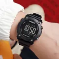 Black outdoor sports digital watch with waterproof and luminous display for students - Black