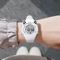 Reloj digital blanco para niños con un lindo diseño de orejas de gato y correa de silicona - Blanco