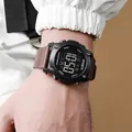 Digital sports watch for outdoor activities featuring brown strap and black dial - Coffee