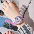 Reloj deportivo digital rosa iridiscente impermeable para estudiantes con luz - Púrpura