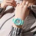 Reloj deportivo digital verde menta irisado para estudiantes, resistente al agua - Verde