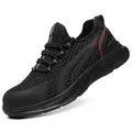 Professional breathable black mesh safety work shoes for men with durable EVA anti-slip sole - 36 / Black