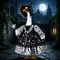 Detail van Halloween heksenkostuum voor veranda gans inclusief een sterrenstaf - Heksenkostuum (A) / Past op 23 Inch Gans / Heks Patroon