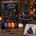 Detailed view of the Halloween Black Cat Moon Tree DIY Crochet Kit with all materials. - Black Cat Moon Tree (Style B)