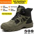 Zapatos de seguridad altos verdes transpirables con suela antiperforación y hebilla - 39 / Estilo 728 / Verde Grisáceo
