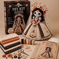 Uitgebreide DIY-kit voor Dag van de Doden skeletbruid patchwork pop met stoffen. - Butterfly Soul Stijl C