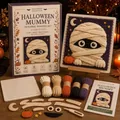 Detailed view of the Halloween mummy 3D fabric weaving kit with yarn and instructions - Mummy
