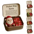 Detailed view of Christmas pocket hug set featuring Santa and snowman plush figures - Santa Claus