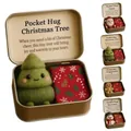 Detail view of various Christmas Pocket Hug tin box gift sets with felt figures - Christmas Tree