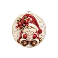 DIY Christmas diamond art kit featuring a cute gnome holding a hot cocoa mug in hoop - Gnome with Hot Cocoa / 1 Piece