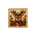 DIY 3D pearl diamond painting kit featuring a festive Christmas reindeer in a gold frame. - Christmas Reindeer / 1 Piece