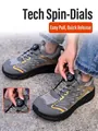 Grey industrial safety shoes featuring quick-release rotary buckle and breathable mesh - 38 / 735 Gray Wide Toe Shoes