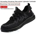 Zapatos de seguridad negros transpirables con parte superior tejida - 36 / Estilo Negro Fly-woven Transpirable Anti-aplastamiento Anti-perforación (809-2)