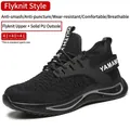 Zapatos de seguridad transpirables de punto negro con punta de acero y suela de PU. - 36 / Estilo 803 Suela de Rayas Grises (803)