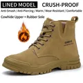 Durable men's tan suede safety work boots with steel toe and puncture-proof rubber sole - 36 / 690 Brown Plush Winter Style Anti-Smashing Anti-Puncture