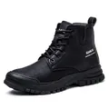 Durable men's black high-top safety work boots with steel toe and rubber sole protection - 36 / 690 Black Four Seasons Anti-Smashing Anti-Puncture